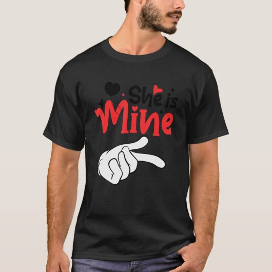 Men She is Mine Matching Couples Valentine Day Cos T-Shirt (Vorderseite)
