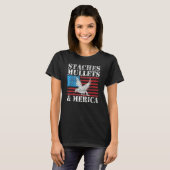 Men Staches Mullets und Merica American Flag Redne T-Shirt (Vorne ganz)