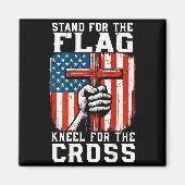 Men Stand For Flag Kneel The Cross Christian Patri Magnet (Vorne)