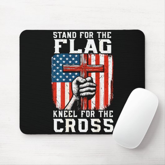 Men Stand For Flag Kneel The Cross Christian Patri Mousepad (Mit Mouse)