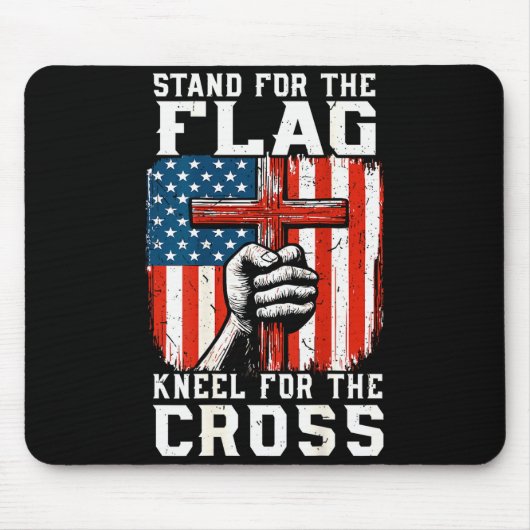 Men Stand For Flag Kneel The Cross Christian Patri Mousepad (Vorne)