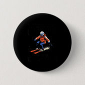 Men Still Go Skiing In Their Eighties Funny Snow S Button (Vorderseite)
