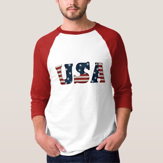 Men USA 3/4 Sleeve Raglan T - Shirt (Vorderseite)