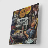 Men Working Quadratische Wanduhr (Winkel)