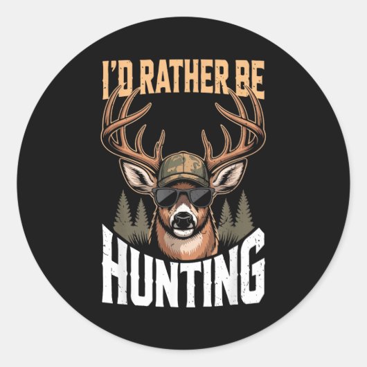 Men Youth Id Rather Be Hunting Humor Camo Deer Hun Runder Aufkleber (Vorderseite)