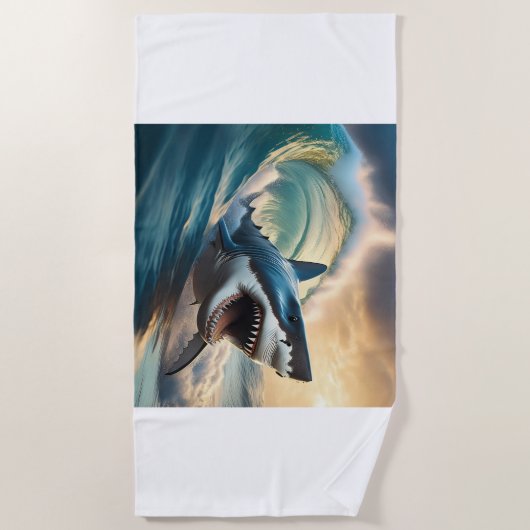 Menacing Shark Beach Handtuch (Vorderseite)
