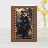 Menacing Werewolf Halloween Card Karte (Gelbe Blume)