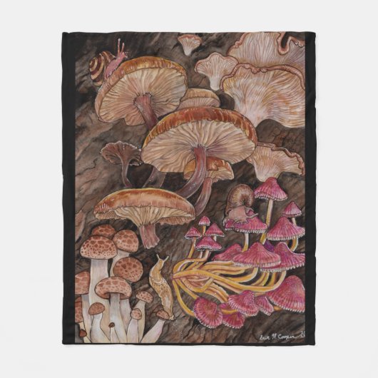 Menagerie von Mushrooms Fleece Blanket (Vorderseite)