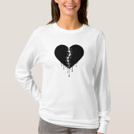Mended Midnight: Stitched Obsidian Heart T-Shirt