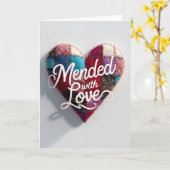 Mended with Love Greeting Card – Patchwork Heart Karte (Gelbe Blume)