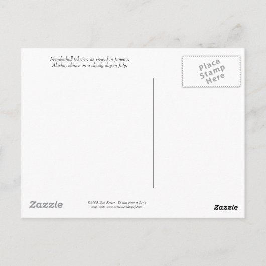 Mendenhall Gletscher-Postkarte Postkarte (Rückseite)