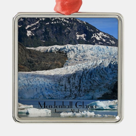 Mendenhall Gletscher/Schablone Juneau Alaska Silbernes Ornament (Vorne)