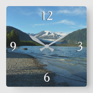 Mendenhall Lake in Juneau Alaska Landschaft Quadratische Wanduhr