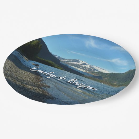 Mendenhall See Juneau Alaska Landschaft Pappteller (Schrägansicht)