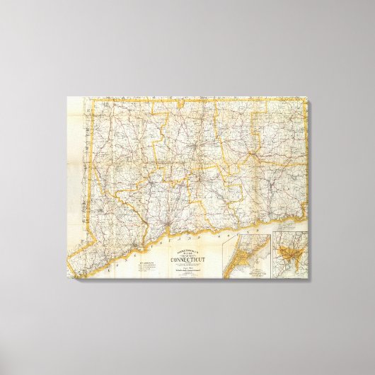 Mendenhall's Guide, Road Map Connecticut Leinwanddruck (Vorderseite)
