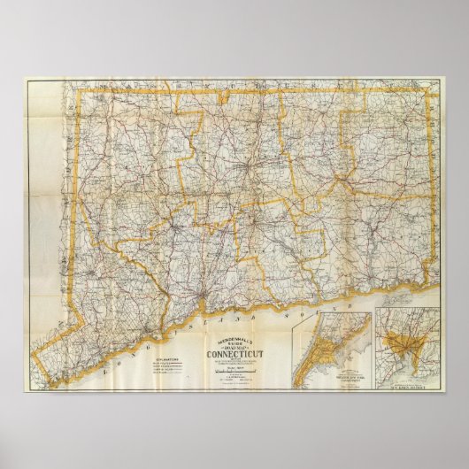 Mendenhall's Guide, Road Map Connecticut Poster (Vorne)