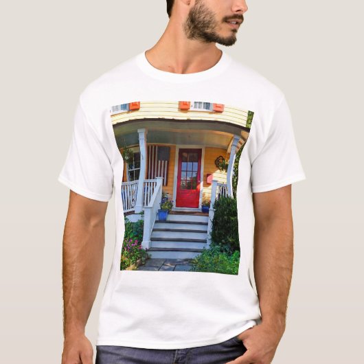Mendham NJ - Veranda mit hölzerner amerikanischer T-Shirt (Vorderseite)