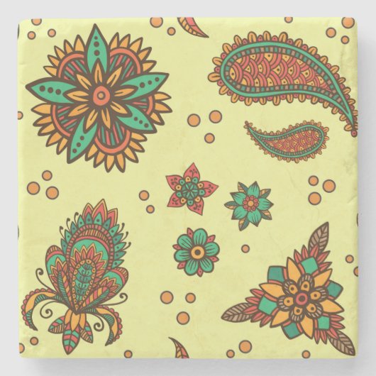 MENDHI PATTERN Stone Untersetzer (Vorderseite)