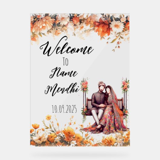 Mendhi-Zeichen Acrylschild (Vorderseite)