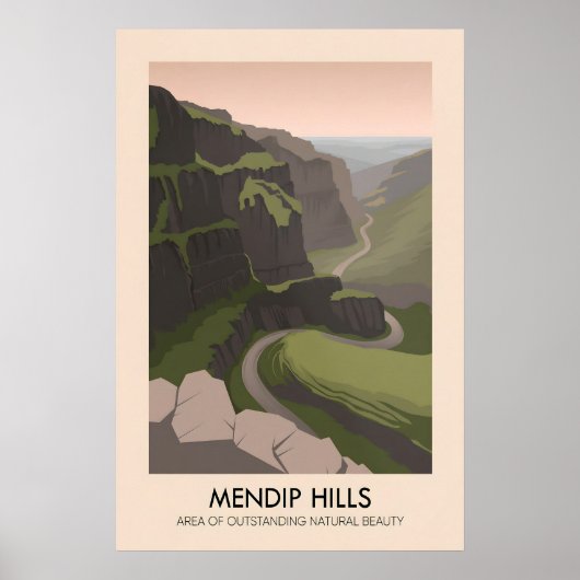 Mendip Hills AONB Reiseplakat Poster (Vorne)
