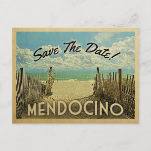 Mendocino Beach Vintage Save The Date Ankündigungspostkarte