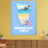 Mendocino California Karte Leinwanddruck (Insitu (Wohnzimmer))