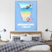 Mendocino California Karte Leinwanddruck (Insitu (Schlafzimmer))