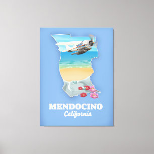Mendocino California Karte Leinwanddruck