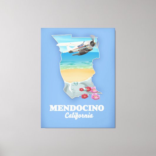 Mendocino California Karte Leinwanddruck (Vorderseite)
