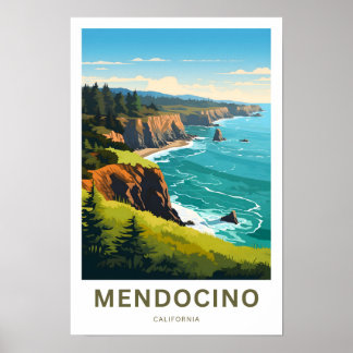 Mendocino California Travel Print Poster