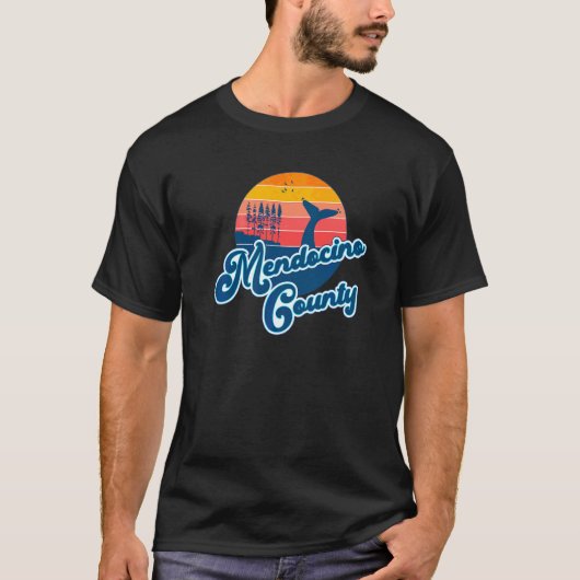 Mendocino Landkreis California Beach 70er Retro Su T-Shirt (Vorderseite)