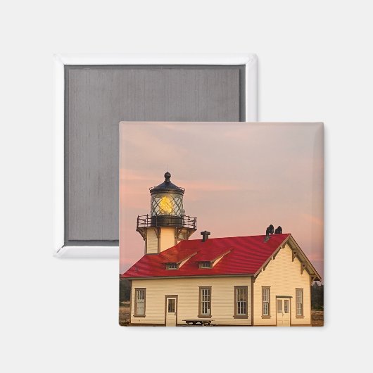 Mendocino Lighthouse Sunset Foto Magnet (Vorderseite/Rückseite)