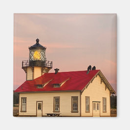 Mendocino Lighthouse Sunset Foto Magnet