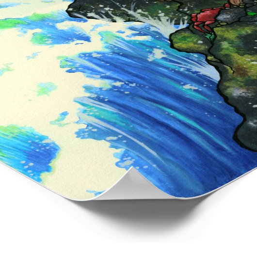 "Mendocino Mermaid" Fairy Fantasy Coast Ocean Art Poster (Ecke)