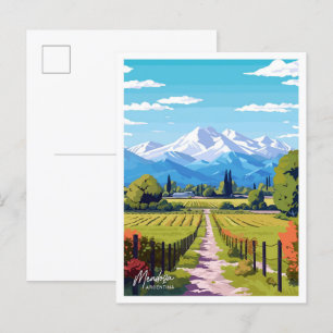 Mendoza Argentinien Kunst Reise Vintage-Illustrati Postkarte
