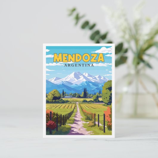 Mendoza Argentiniens Vintage-Illustration Postkarte (Stehend Vorderseite)