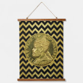 Menelik II Empire of Ethiopia Rasta Roots Wandteppich Mit Holzrahmen (Vorderseite)