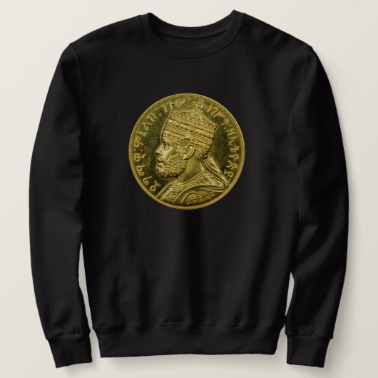 Menelik II Rastafari Emperor Rasta Roots Sweater Sweatshirt (Design vorne)