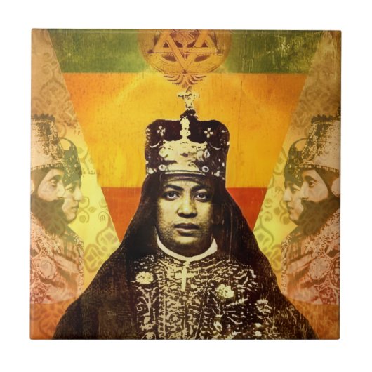 Menen Asfaw Haile Selassie HIM Jah Rastafari  Fliese (Vorderseite)