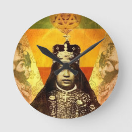 Menen Asfaw Haile Selassie HIM Jah Rastafari  Runde Wanduhr