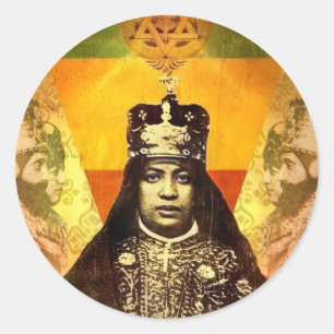 Menen Asfaw Haile Selassie HIM Jah Rastafari  Runder Aufkleber