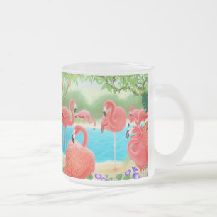 Menge der Flamingo-Glas-Tasse Mattglastasse