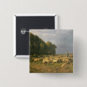 Menge der Schafe in einer Landschaft Button (Vorne & Hinten)