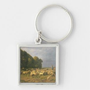 Menge der Schafe in einer Landschaft Schlüsselanhänger