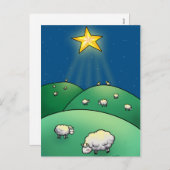 Menge der Schafe unter Weihnachtsstern Feiertagspostkarte (Vorne/Hinten)