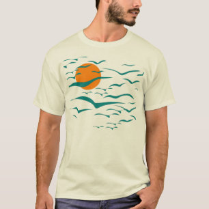 Menge der Vögel und des Sonnenuntergangs T-Shirt