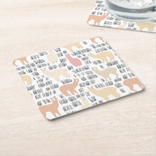 Menge des Alpaka-Musters Rechteckiger Pappuntersetzer (angewinkelt)