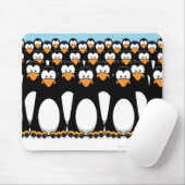 Menge lustiger CartoonPenguins auf Schnee Mousepad (Mit Mouse)