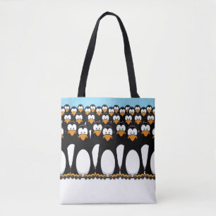 Menge lustiger CartoonPenguins auf Schnee Tasche
