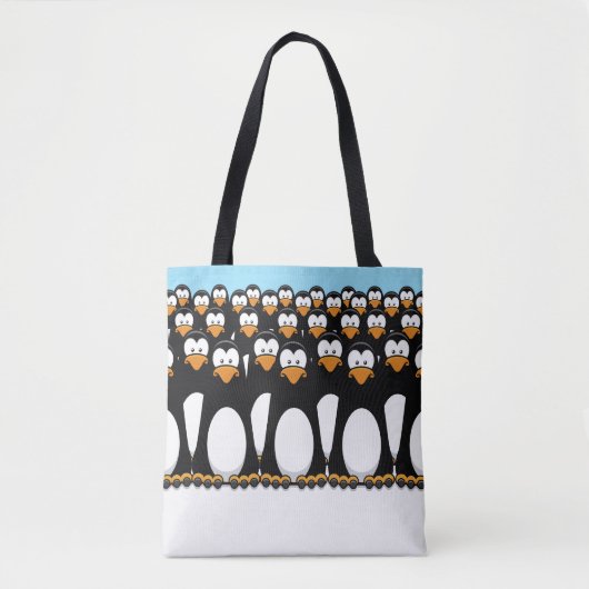 Menge lustiger CartoonPenguins auf Schnee Tasche (Vorderseite)